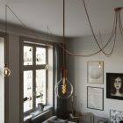 Spider - Pendant lamp with 7 pendants Made in Italy, with bulbs, fabric cables and metal finishes