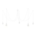 Spider - 5-light pendant lamp Made in Italy, with bulbs, fabric cables and metal cover