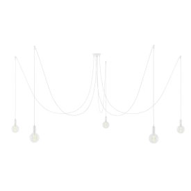   Spider - 5-light pendant lamp Made in Italy, with bulbs, fabric cables and metal cover