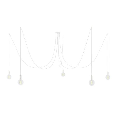  Spider - suspension with 5 pendants made in Italy, with light bulbs, fabric cable and metal surface