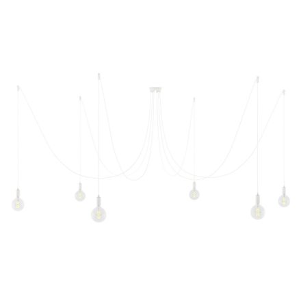  Spider - Suspension with 6 pendants made in Italy, with light bulbs, fabric cable and metal finish