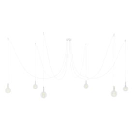   Spider - Pendant lamp with 6 pendants Made in Italy, with bulbs, fabric cables and metal finishes