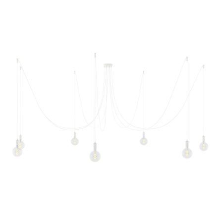  Spider - Suspension with 7 pendants made in Italy, with light bulbs, fabric cable and metal surfaces