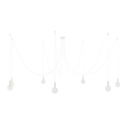 Spider - Pendant lamp with 7 pendants Made in Italy, with bulbs, fabric cables and metal finishes