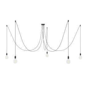   Spider - 5-light pendant lamp Made in Italy, with bulbs, fabric cables and metal cover