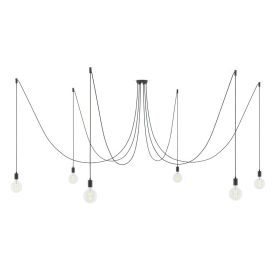   Spider - Pendant lamp with 6 pendants Made in Italy, with bulbs, fabric cables and metal finishes