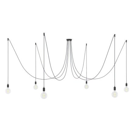 Spider - Pendant lamp with 6 pendants Made in Italy, with bulbs, fabric cables and metal finishes