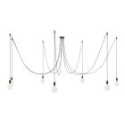 Spider - Pendant lamp with 7 pendants Made in Italy, with bulbs, fabric cables and metal finishes