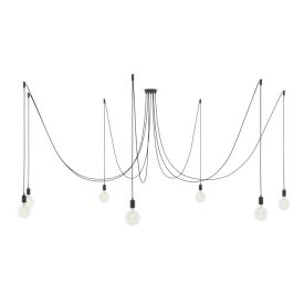   Spider - Pendant lamp with 7 pendants Made in Italy, with bulbs, fabric cables and metal finishes