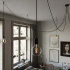 Spider - Pendant lamp with 7 pendants Made in Italy, with bulbs, fabric cables and metal finishes
