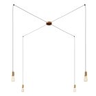 Spider - 4-light multifunctional pendant lamp Made in Italy with fabric cables and metal coating