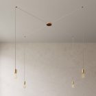 Spider - 4-light multifunctional pendant lamp Made in Italy with fabric cables and metal coating