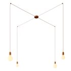 Spider - 4-light multifunctional pendant lamp Made in Italy with fabric cables and metal coating