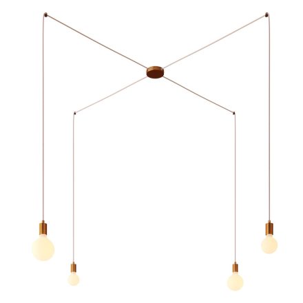 Spider - 4-light multifunctional pendant lamp Made in Italy with fabric cables and metal coating