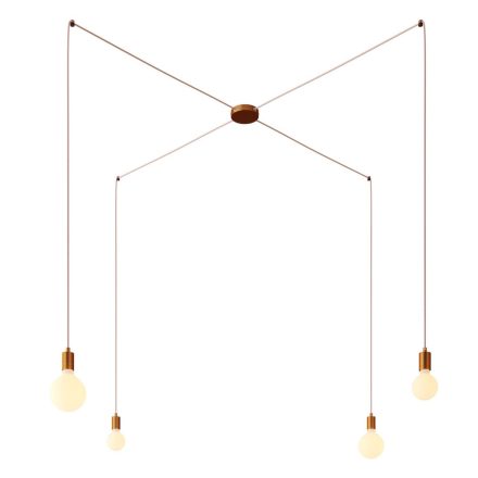  Spider - 4-light, multi-suspended lamp made in Italy with fabric cable and metal surface