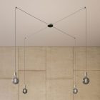 Spider - 4-light multifunctional pendant lamp Made in Italy with fabric cables and metal coating