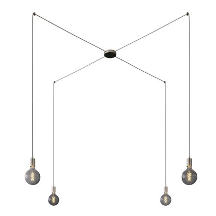 Spider - 4-light multifunctional pendant lamp Made in Italy with fabric cables and metal coating