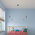 Spider - 4-light multifunctional pendant lamp Made in Italy with fabric cables and metal coating