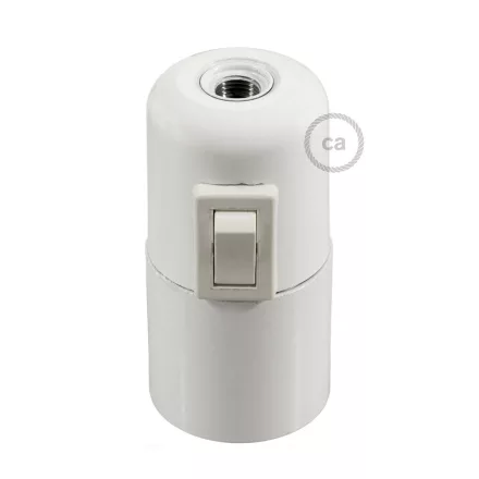 Smooth-sided bakelite phenolic socket - ON/OFF SWITCH - E26