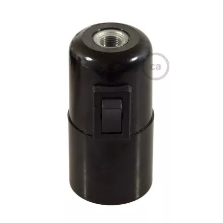 Smooth-sided bakelite phenolic socket - ON/OFF SWITCH - E26