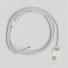 Cable set with white cotton cable for lamp, 6 ft