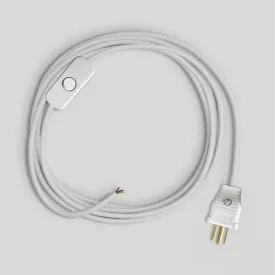 Cable set with white cotton cable for lamp, 6 ft