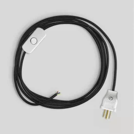 Cable set for lamp, with black cable, 6 feet