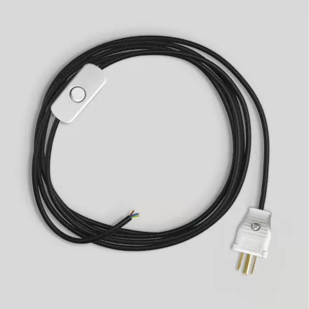 Cable set for lamp, with black cable, 6 feet