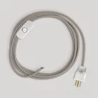 Lamp cable set with dove gray cotton cable, 6 feet