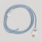 Cable set for lamp, blue Steward cotton cable, 6 feet