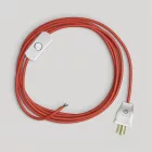 Cable set for lamp, with bright red cable, 6 feet