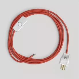 Cable set for lamp, with bright red cable, 6 feet