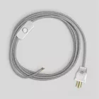 Lamp cable set with gray linen cable, 6 feet
