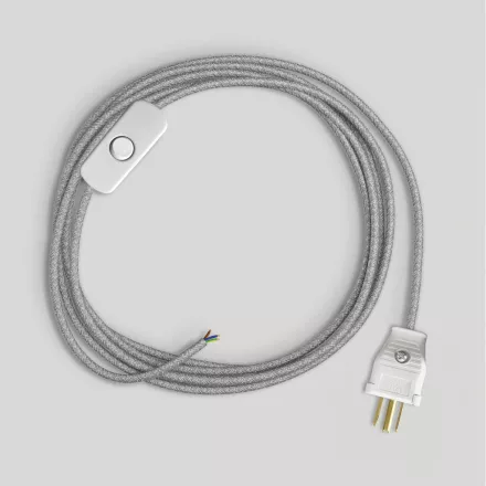Lamp cable set with gray linen cable, 6 feet