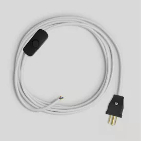 Cable set with white cotton cable for lamp, 6 ft