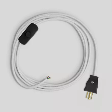 Cable set with white cotton cable for lamp, 6 ft