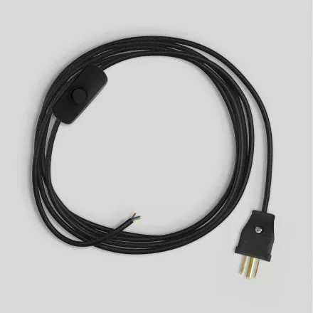 Cable set for lamp, with black cable, 6 feet