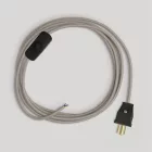Lamp cable set with dove gray cotton cable, 6 feet