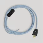 Cable set for lamp, blue Steward cotton cable, 6 feet
