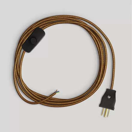 Lamp cable set with polished and shiny copper cable, 6 feet