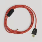 Cable set for lamp, with bright red cable, 6 feet