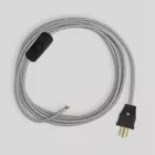 Lamp cable set with gray linen cable, 6 feet