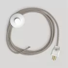 Cable set for lamp, with dove gray cotton cable, 10 feet