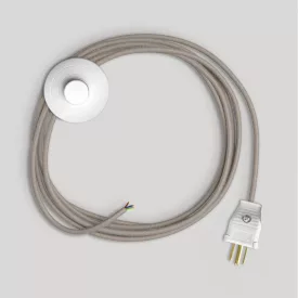 Cable set for lamp, with dove gray cotton cable, 10 feet