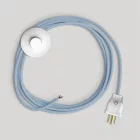 Cable set for lamp, with blue Steward cotton cable, 10 feet