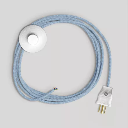 Cable set for lamp, with blue Steward cotton cable, 10 feet