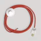 Cable set for lamp, with bright red cable, 10 feet