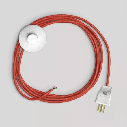 Cable set for lamp, with bright red cable, 10 feet