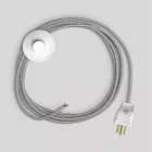 Lamp cable set with gray linen cable, 10 feet