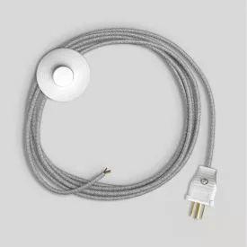 Lamp cable set with gray linen cable, 10 feet